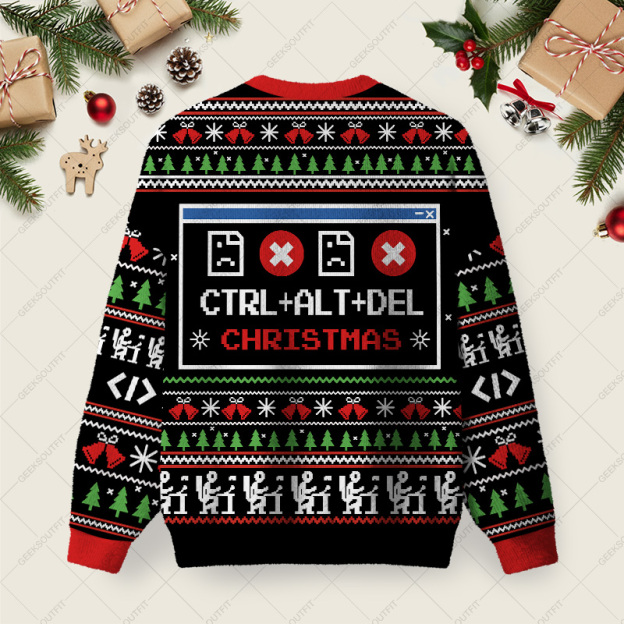 Alternative view of Ctrl Alt Del Christmas Ugly Christmas Fuzzy Fleece Sweatshirt