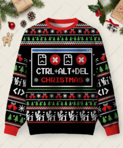 Ctrl Alt Del Christmas Ugly Christmas Fuzzy Fleece Sweatshirt