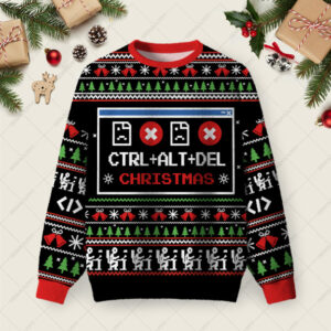 Ctrl Alt Del Christmas Ugly Christmas Fuzzy Fleece Sweatshirt
