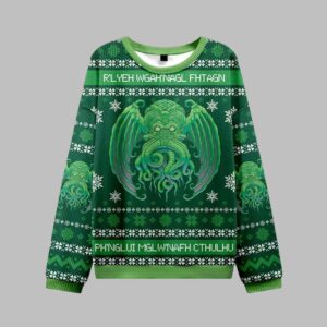 Alternative view of Cultists R'lyeh Wgah'Bagl Fhtagn Ph'nglui Mgw'nafh Cthulhu Ugly Sweater 2025 Christmas - Grishko.com