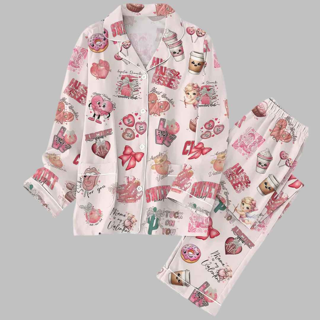 Cupids Coquette Bow Valentine Day Pajama Set