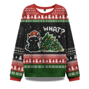 Curious Cat Christmas Ugly Sweater
