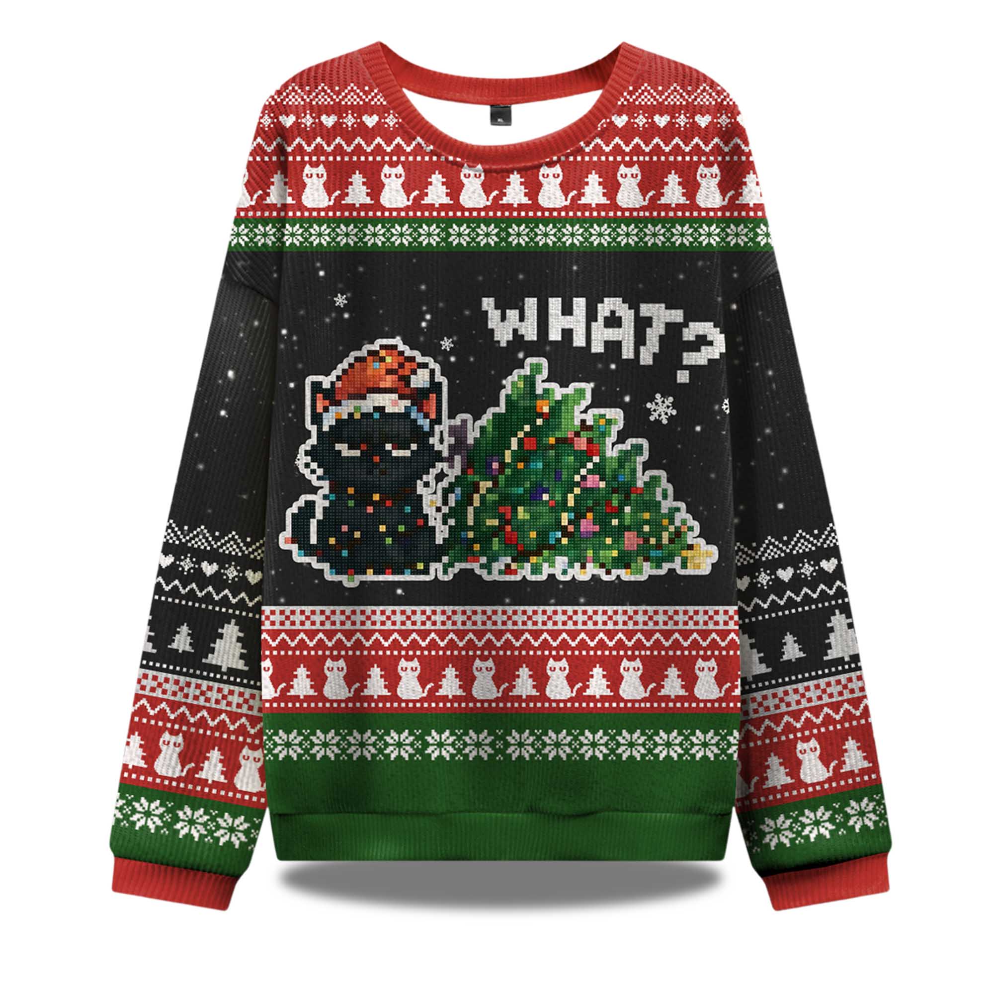 Curious Cat Christmas Ugly Sweater