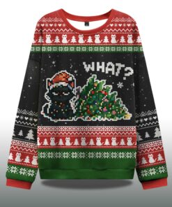 Alternative view of Curious Cat Christmas Ugly Sweater