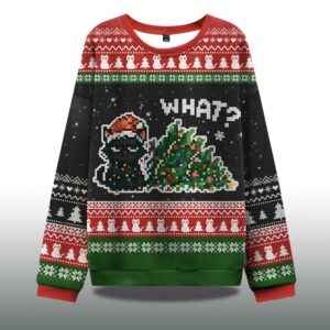 Alternative view of Curious Cat Christmas Ugly Sweater