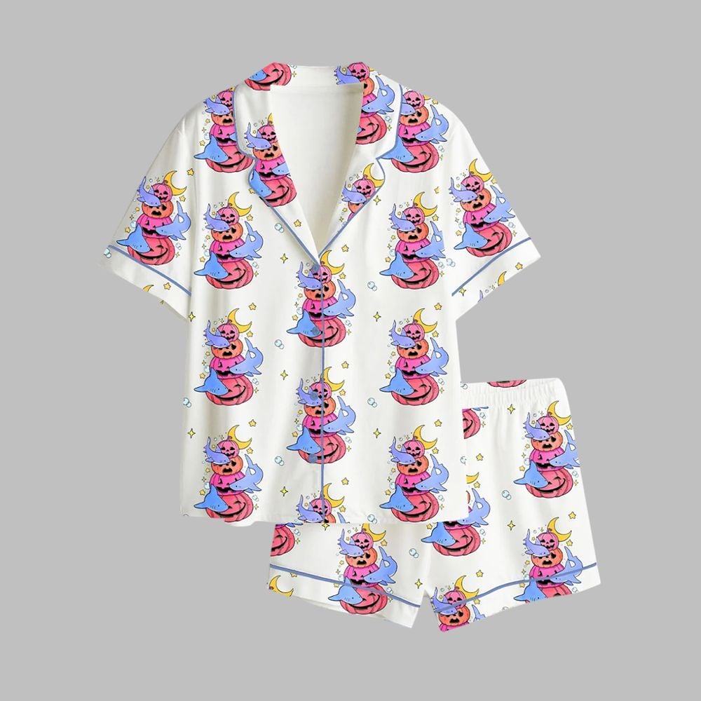 Curious Halloween Sharks Pajama Set