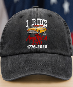 Custom Car Photo I Ride for America 250 Washed Denim Baseball Cap