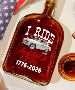 Alternative view of Custom Car Photo I Ride for America 250 Whiskey Bottle