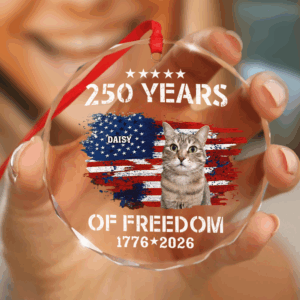 Custom Cat Photo American 250th Anniversary Glass Ornament LM32 895197