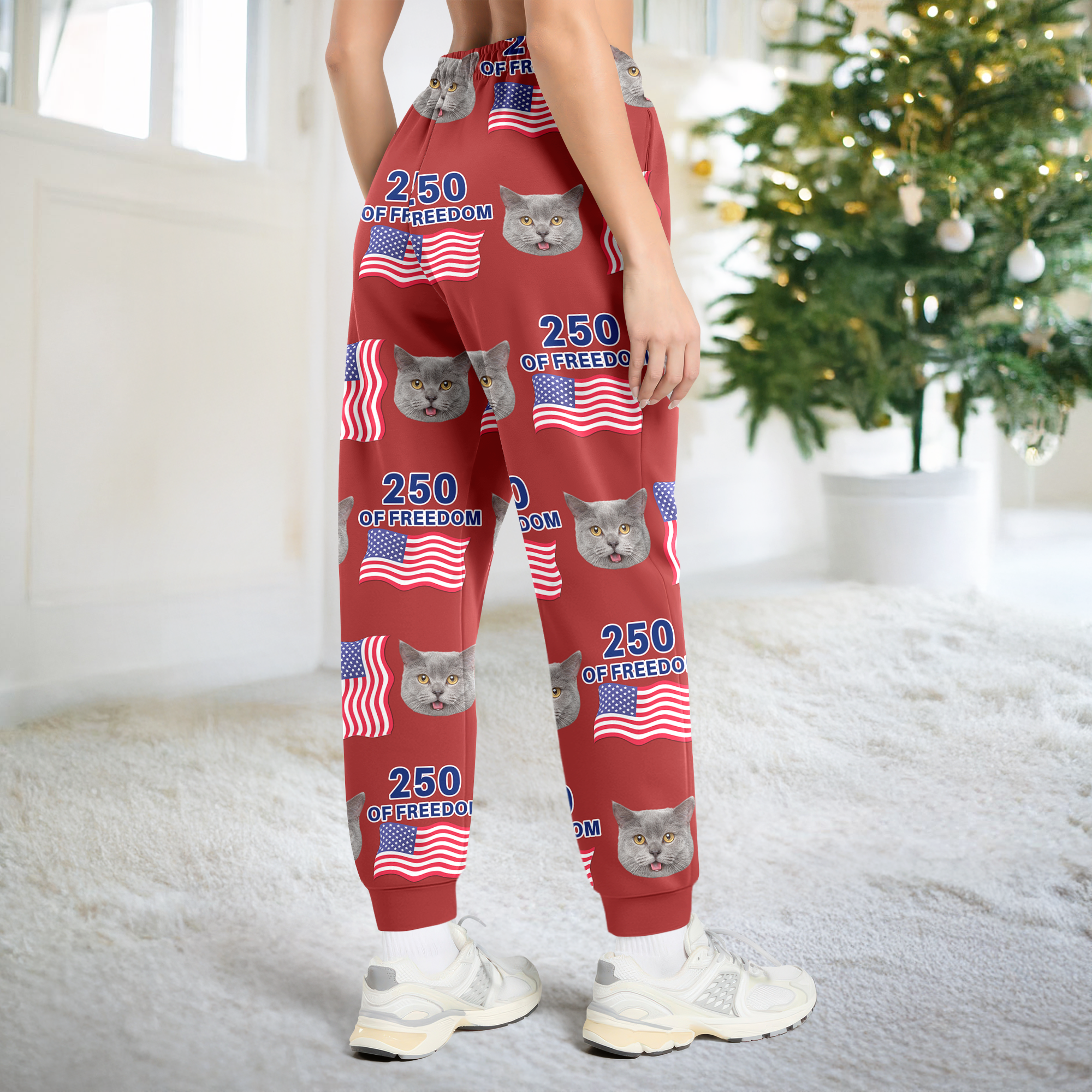 Custom Cute Cat Photo America 250 Years Of Freedom Sweatpants - Image 7