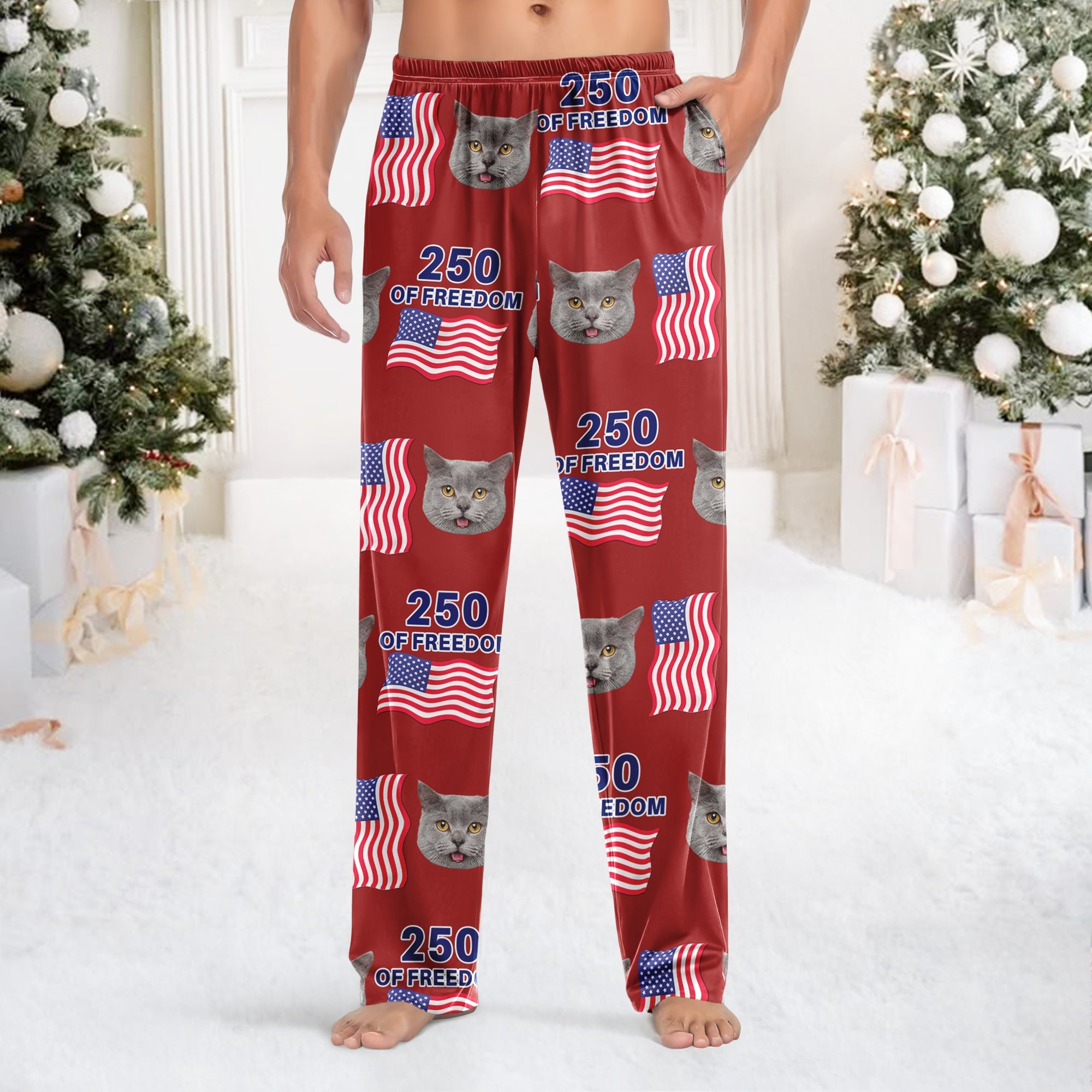 Custom Cute Cat Photo America 250 Years Of Freedom Sweatpants - Image 9