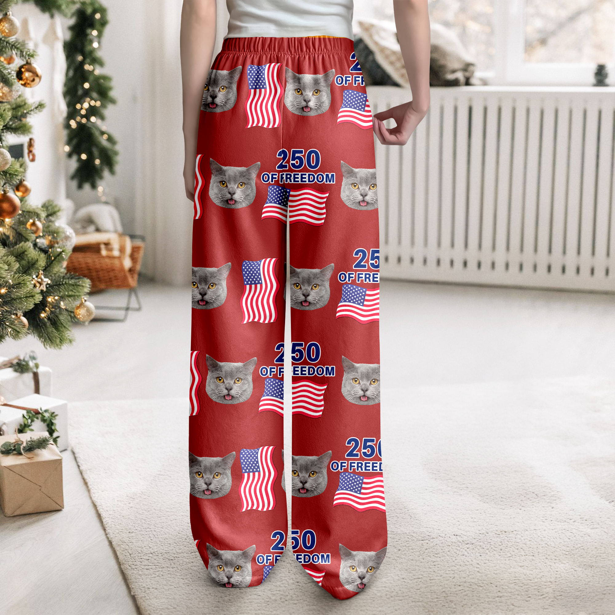 Custom Cute Cat Photo America 250 Years Of Freedom Sweatpants - Image 8