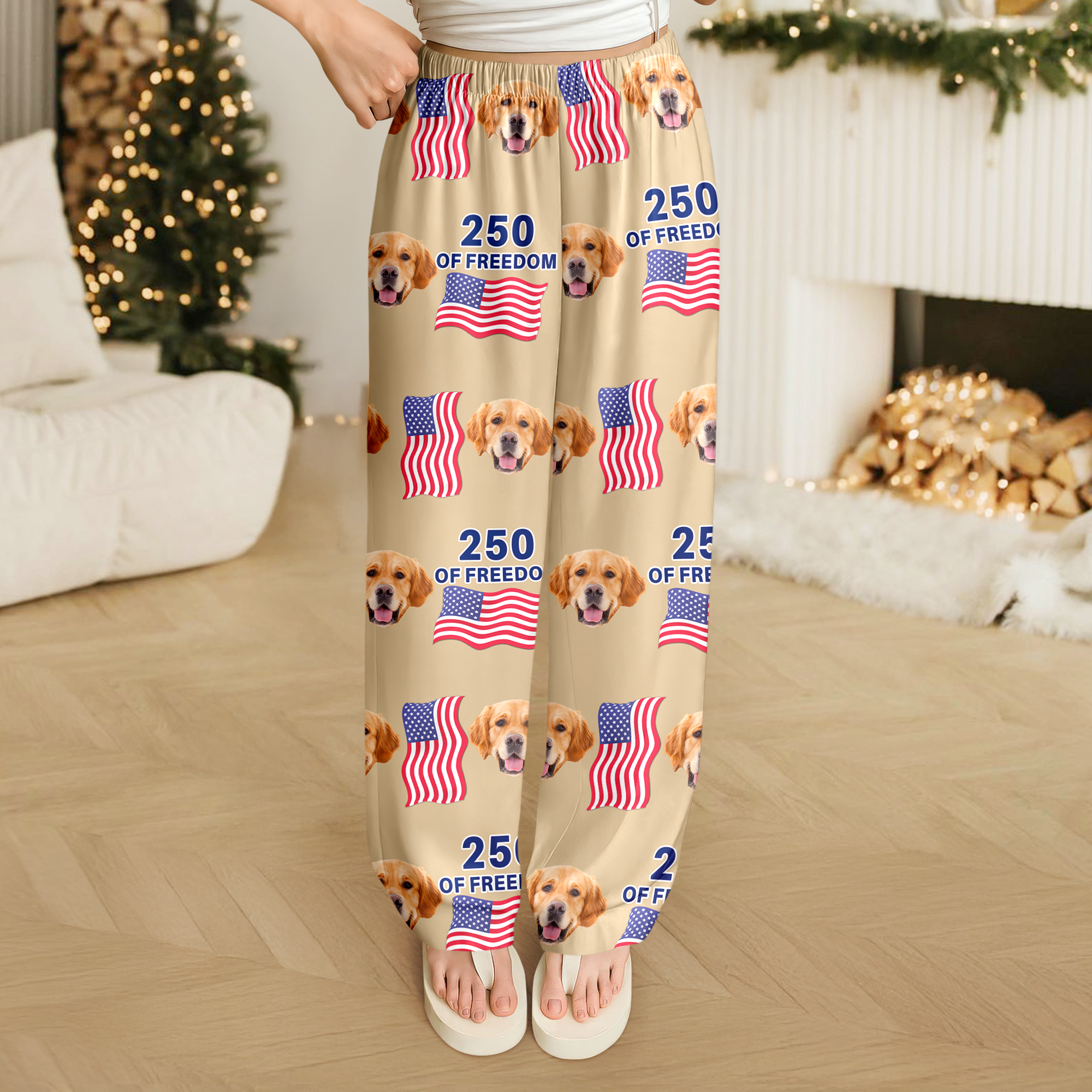 Custom Cute Dog Photo America 250 Years Of Freedom Sweatpants - Image 8