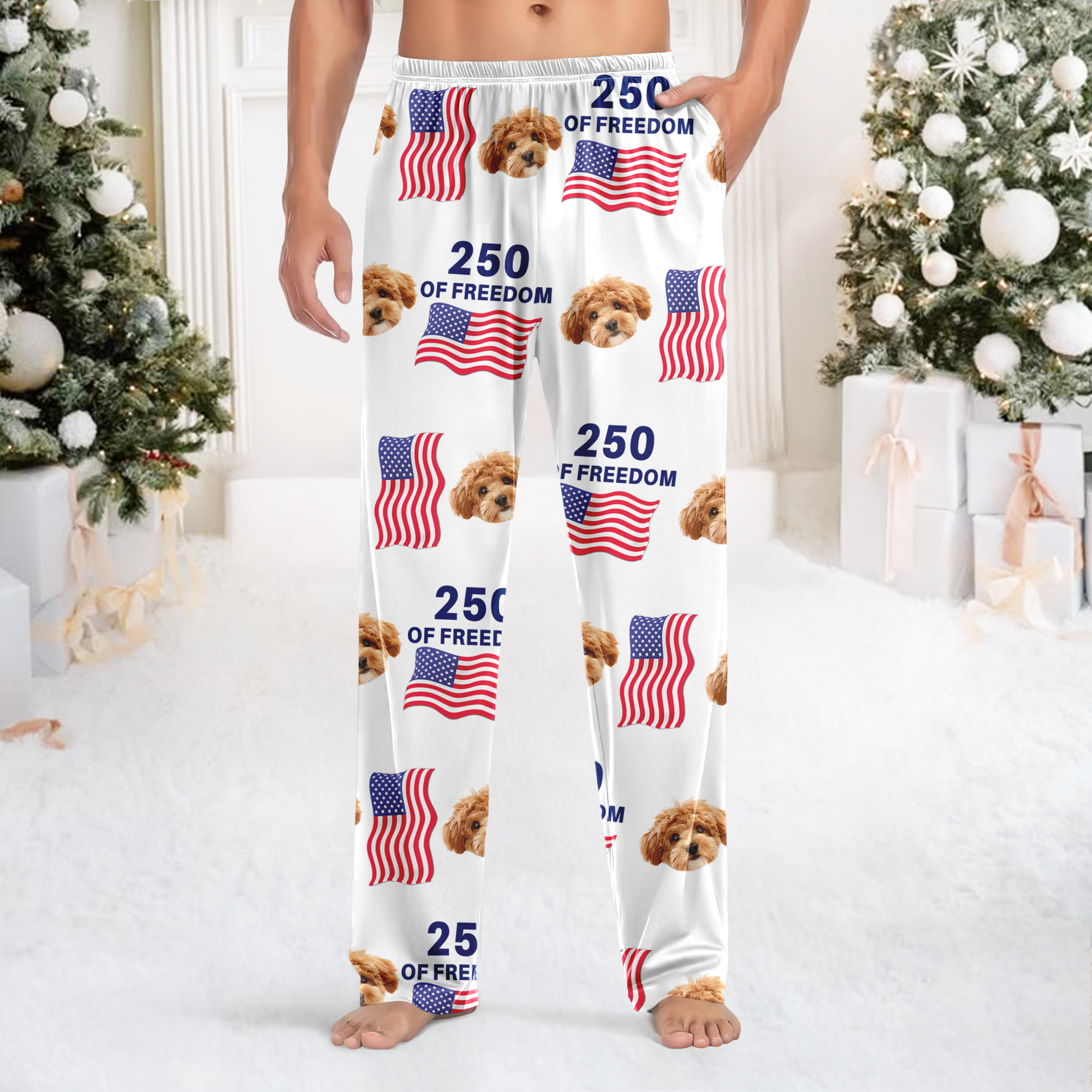 Custom Cute Dog Photo America 250 Years Of Freedom Sweatpants - Image 9