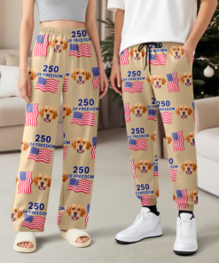 Alternative view of Custom Cute Dog Photo America 250 Years Of Freedom Sweatpants