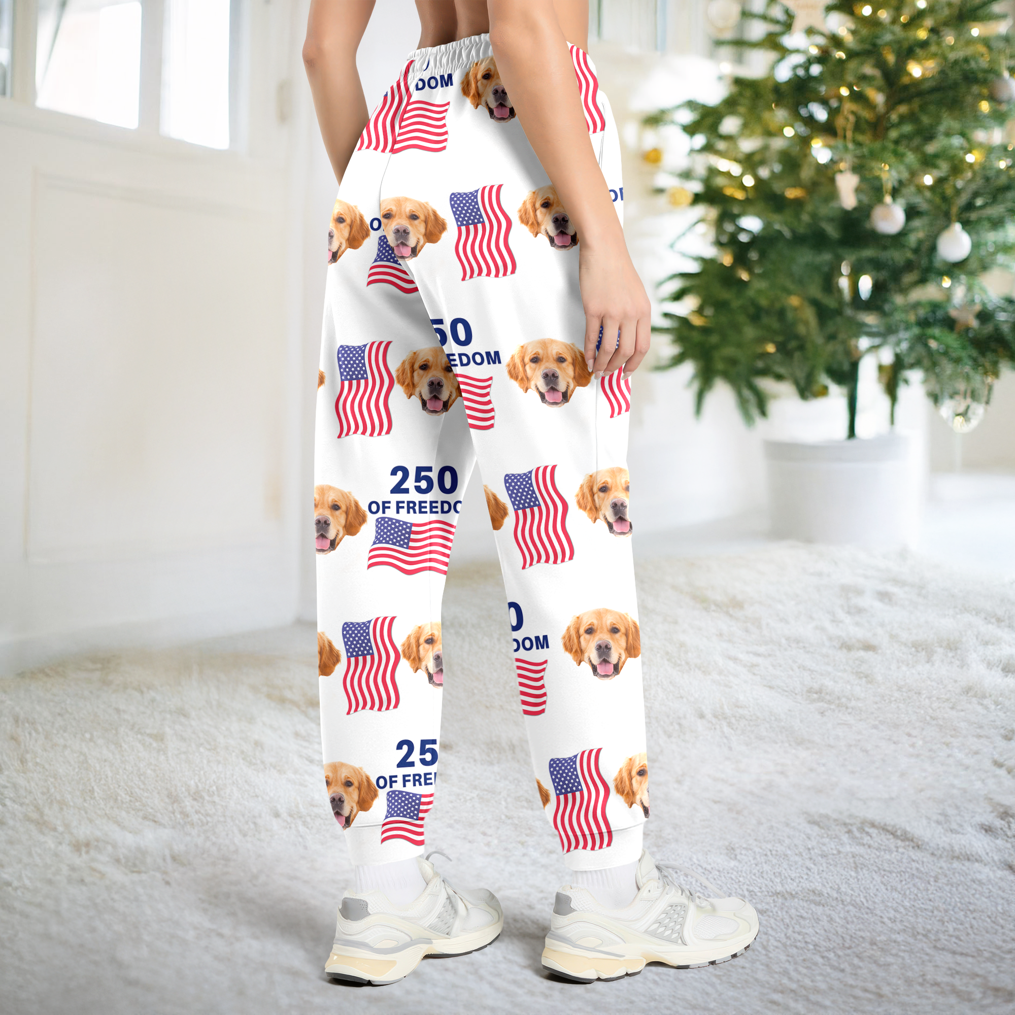 Custom Cute Dog Photo America 250 Years Of Freedom Sweatpants - Image 3