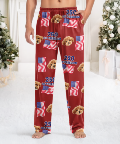 Custom Cute Dog Photo America 250 Years Of Freedom Sweatpants