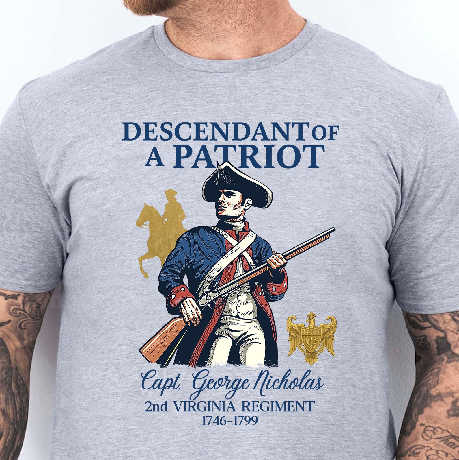 Custom Descendant of a Patriot Shirt, Daughters Sons of the American Revolution, DAR Shirt, SAR Shirt 683250 - Image 3