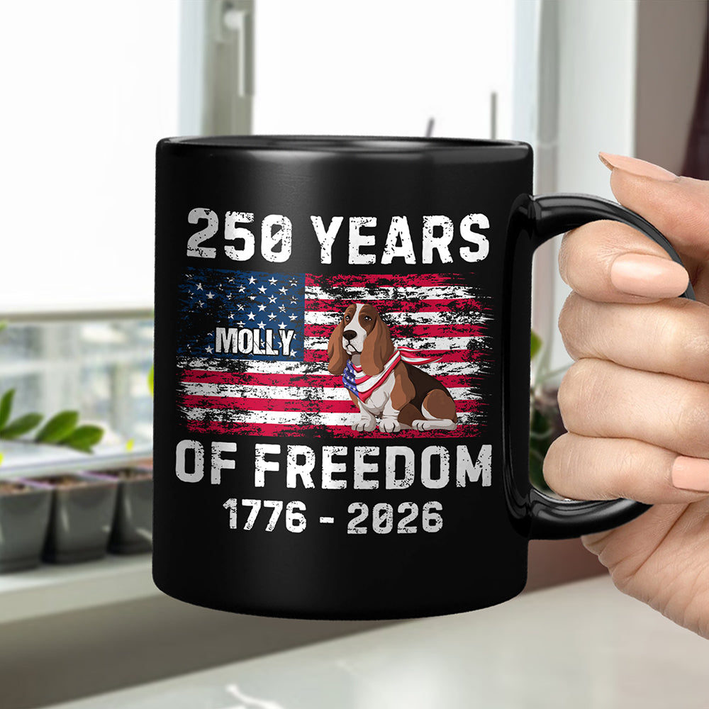 Custom Dog America 250 of Freedom Black Mug For Dog Lovers - Image 4