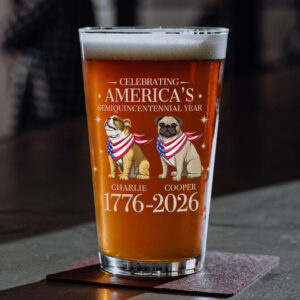 Alternative view of Custom Dog Celebrating America's Semiquincentennial Year Beer Glass LM32 895167