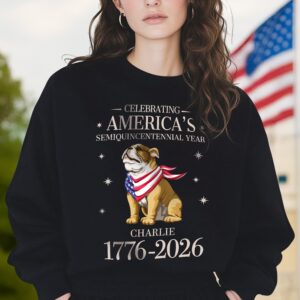 Alternative view of Custom Dog Celebrating America's Semiquincentennial Year Dark Shirt LM32 895165