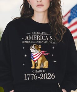 Alternative view of Custom Dog Celebrating America's Semiquincentennial Year Dark Shirt