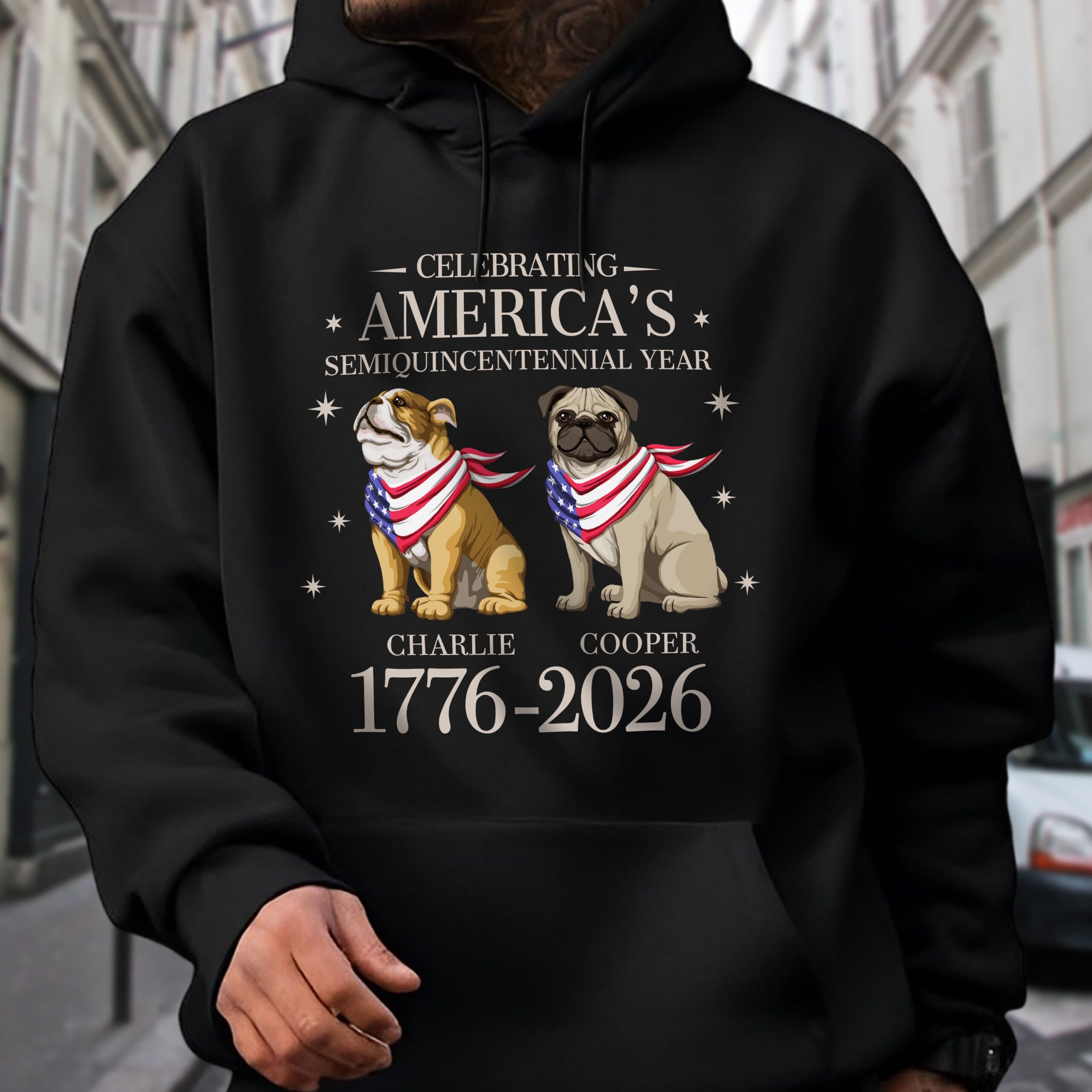 Custom Dog Celebrating America's Semiquincentennial Year Dark Shirt - Image 6