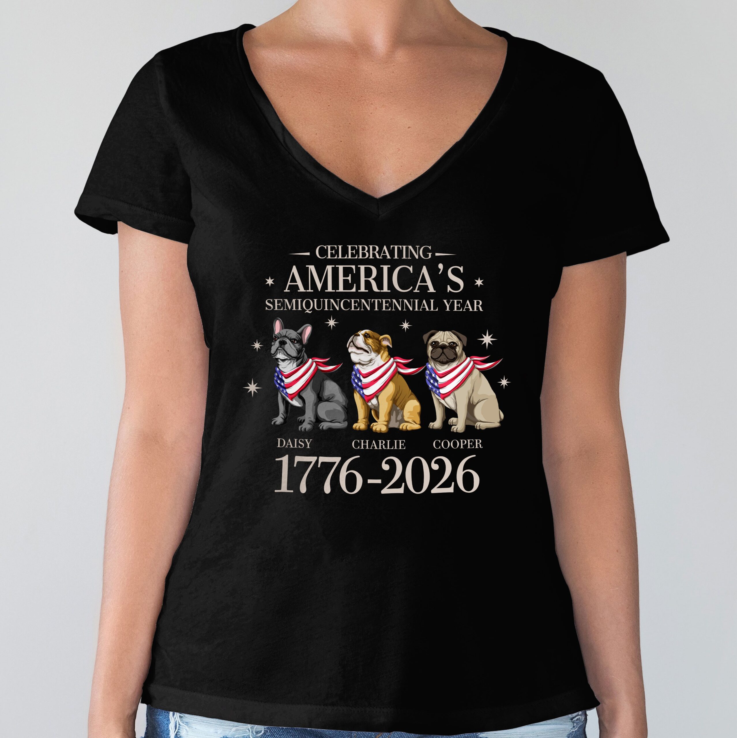 Custom Dog Celebrating America's Semiquincentennial Year Dark Shirt - Image 7