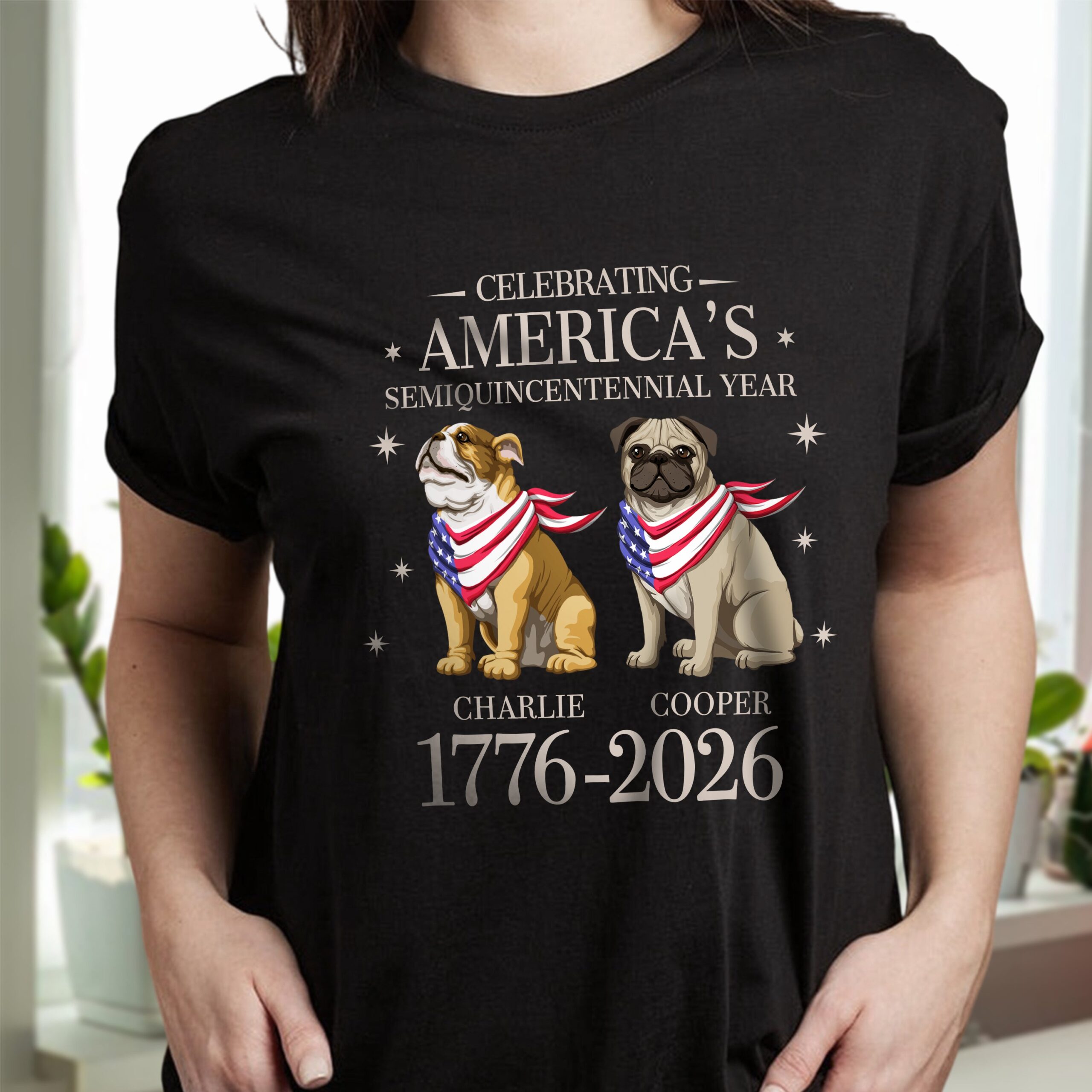 Custom Dog Celebrating America's Semiquincentennial Year Dark Shirt - Image 4