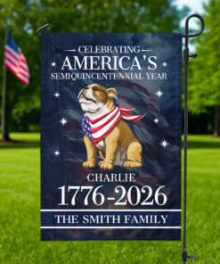 Custom Dog Celebrating America's Semiquincentennial Year Garden Flag