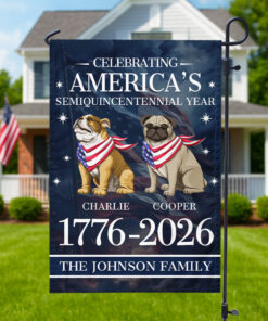 Alternative view of Custom Dog Celebrating America's Semiquincentennial Year Garden Flag