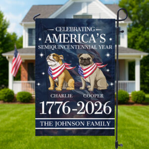 Alternative view of Custom Dog Celebrating America's Semiquincentennial Year Garden Flag LM32 895173