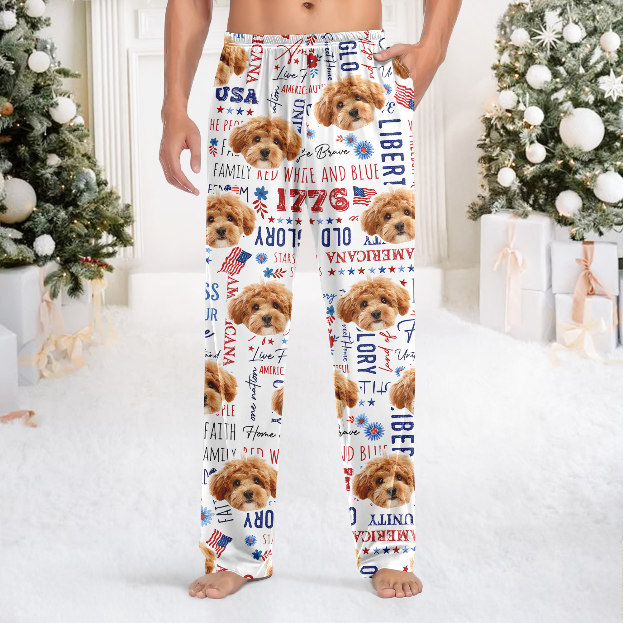 Custom Dog Face America Freedom 4th Of July Sweatpants For Dog Lovers LM32 895839