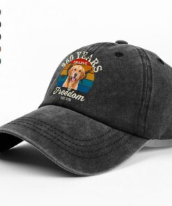 Alternative view of Custom Dog Photo 250 Years of Freedom EST. 1776 Washed Denim Baseball Cap