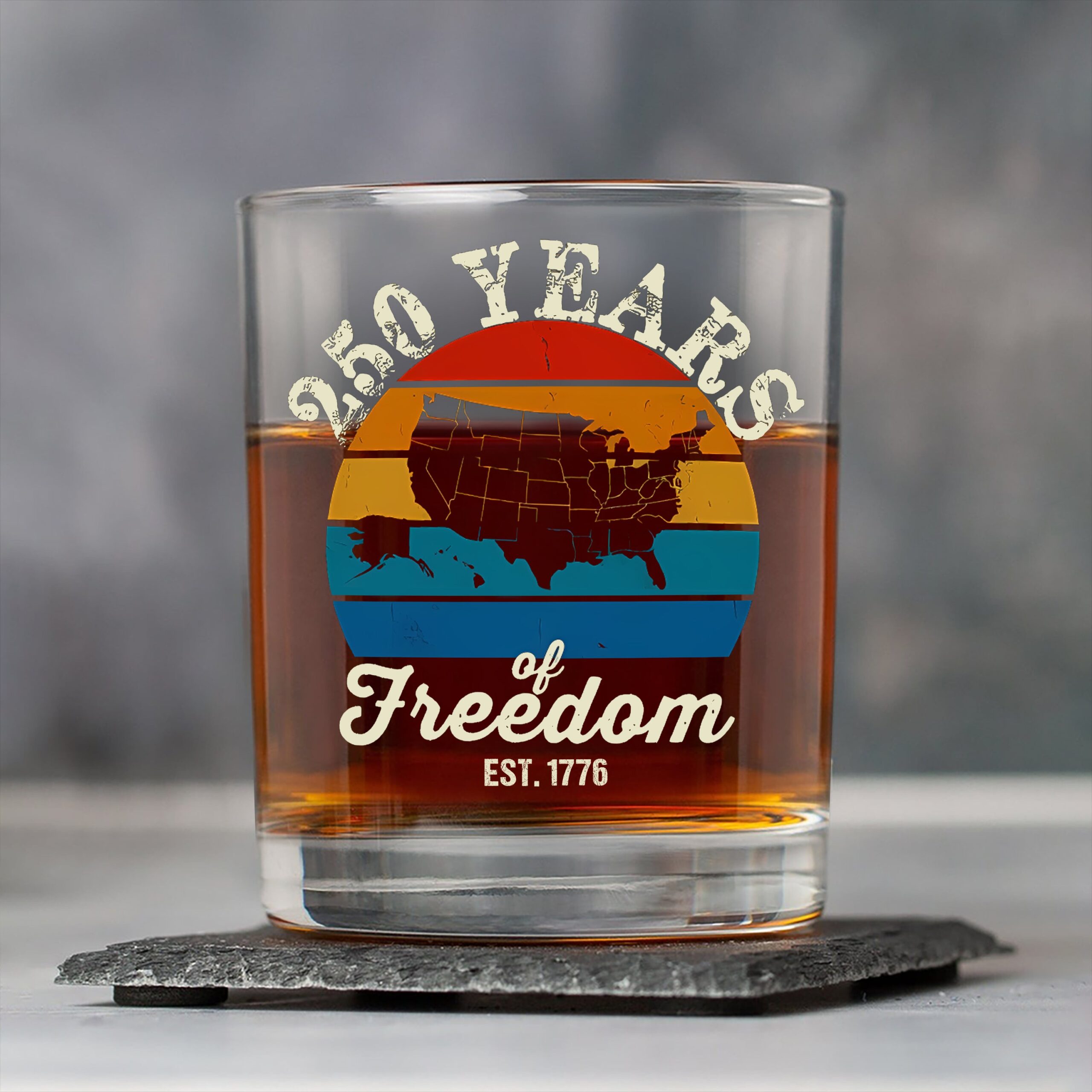 Custom Dog Photo 250 Years of Freedom EST. 1776 Whiskey Glass - Image 5