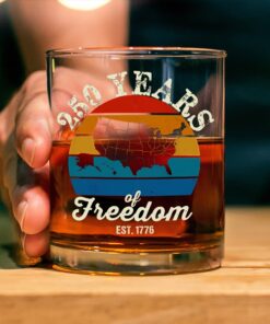 Alternative view of Custom Dog Photo 250 Years of Freedom EST. 1776 Whiskey Glass