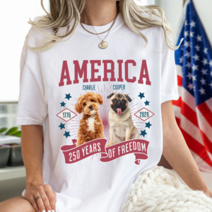 Alternative view of Custom Dog Photo America 250th Anniversary Eagle Bright Shirt LM32 895237