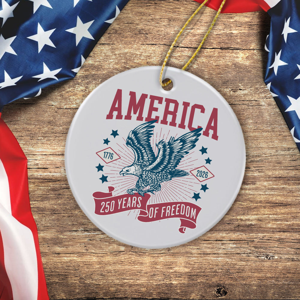 Custom Dog Photo America 250th Anniversary Eagle Ceramic Ornament - Image 4