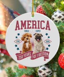 Custom Dog Photo America 250th Anniversary Eagle Ceramic Ornament
