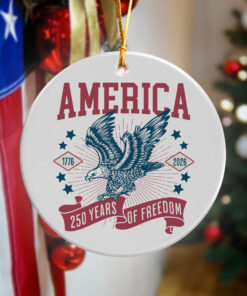 Alternative view of Custom Dog Photo America 250th Anniversary Eagle Ceramic Ornament