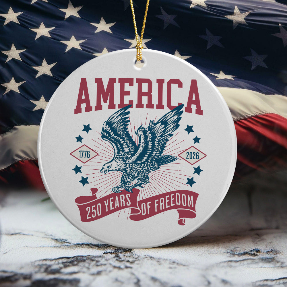 Custom Dog Photo America 250th Anniversary Eagle Ceramic Ornament - Image 3