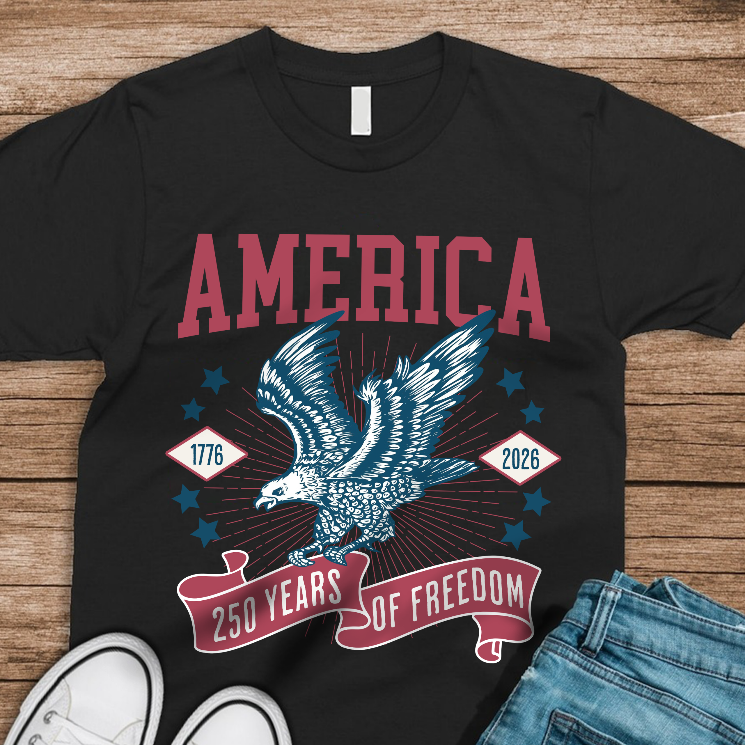 Custom Dog Photo America 250th Anniversary Eagle Dark Shirt LM32 895239 - Image 5
