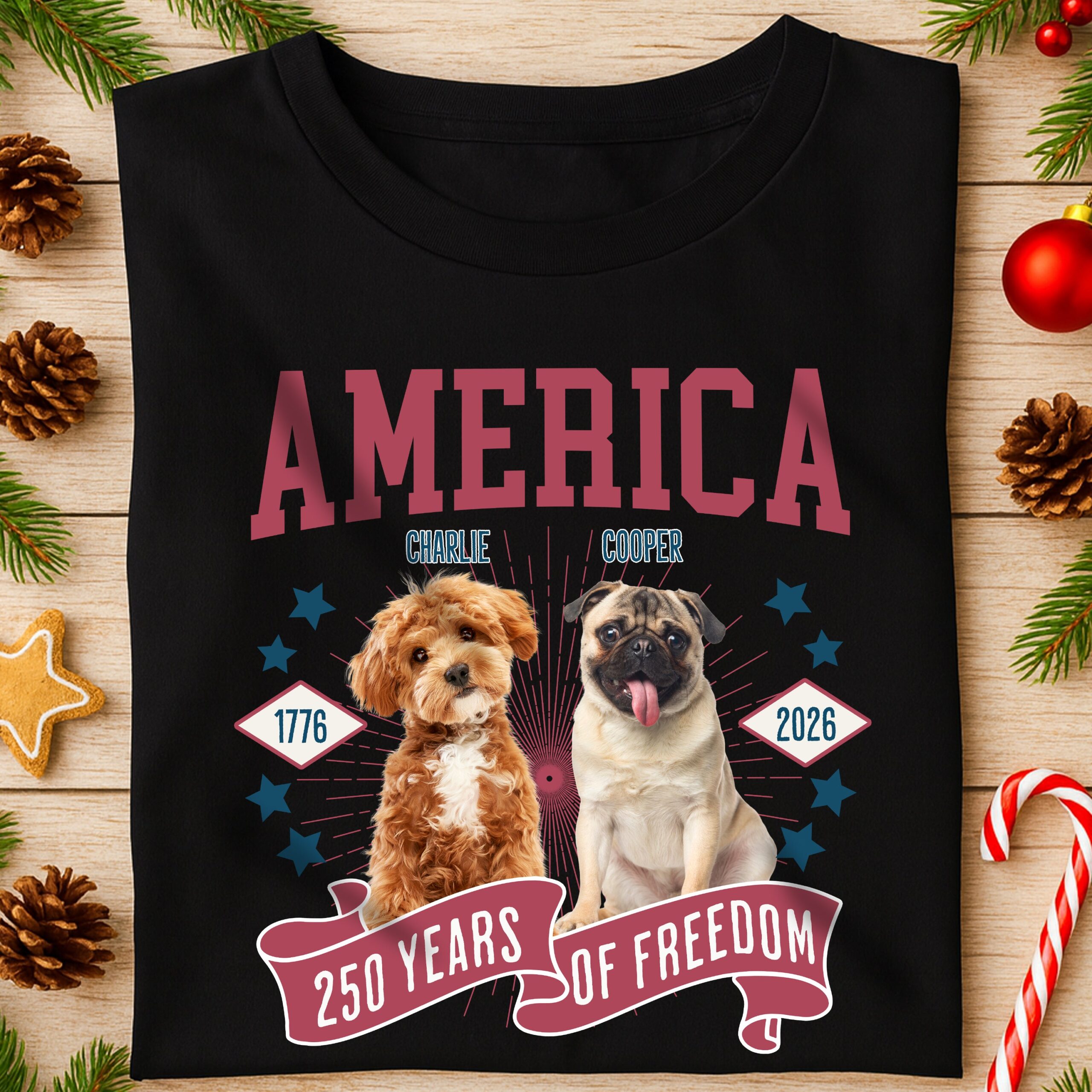 Custom Dog Photo America 250th Anniversary Eagle Dark Shirt LM32 895239 - Image 4
