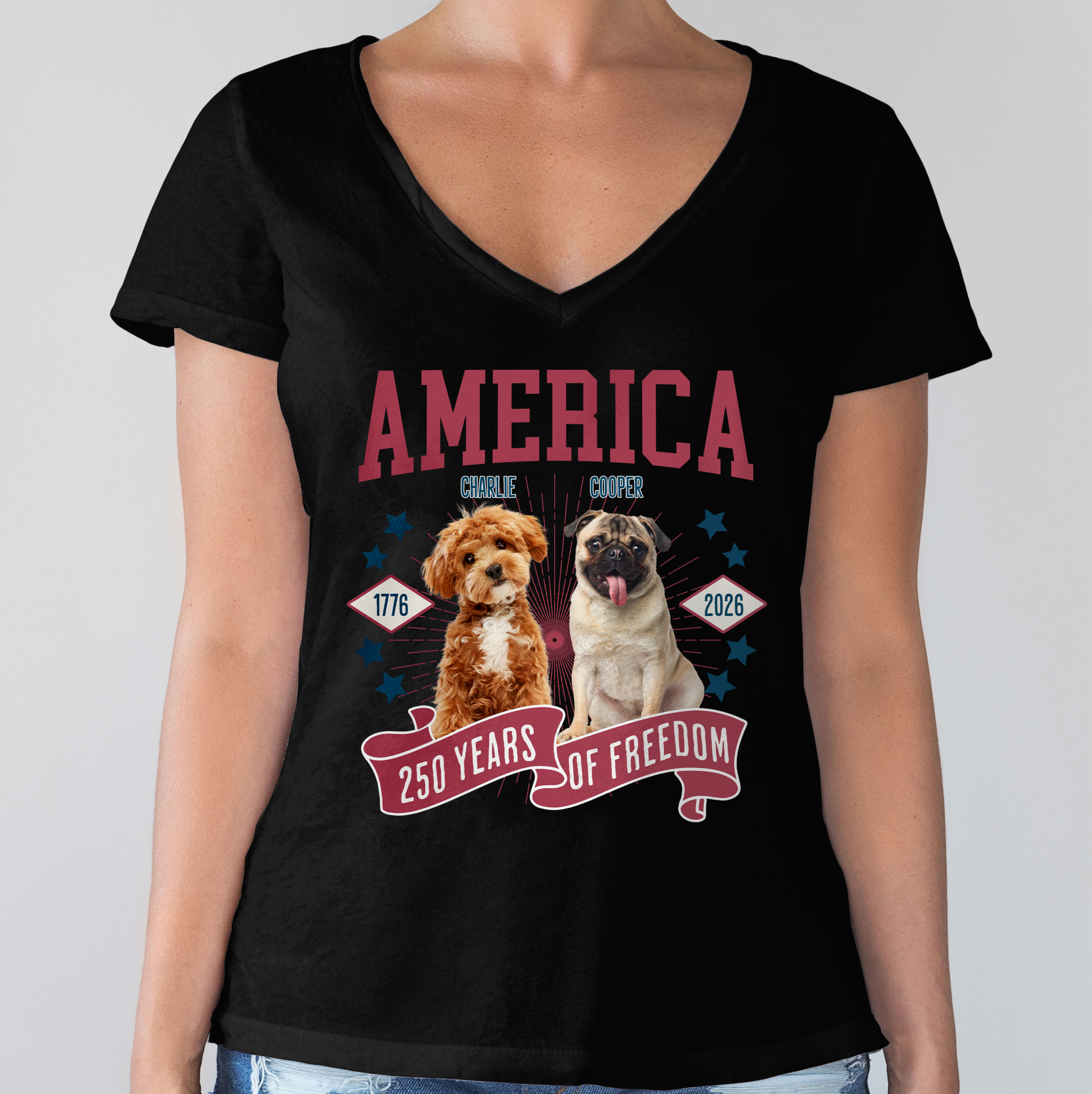 Custom Dog Photo America 250th Anniversary Eagle Dark Shirt LM32 895239 - Image 7