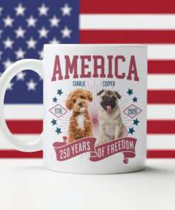 Custom Dog Photo America 250th Anniversary Eagle White Mug