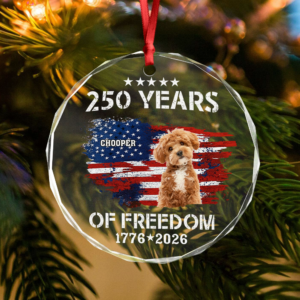 Alternative view of Custom Dog Photo American 250th Anniversary Glass Ornament LM32 895189