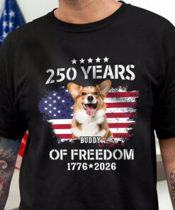 Custom Dog Photo Celebrate 250 Years of America Dark Shirt