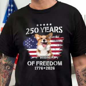 Custom Dog Photo Celebrate 250 Years of America Dark Shirt CH07 899772