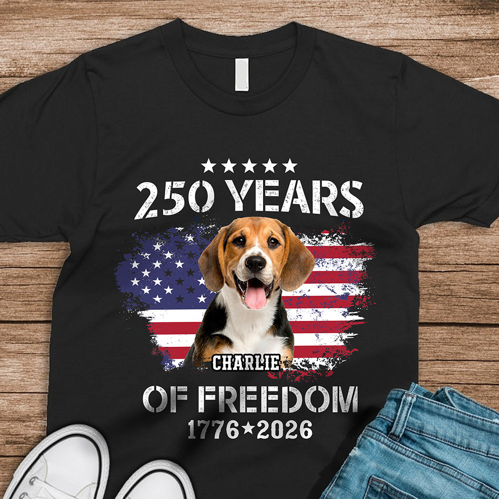 Custom Dog Photo Celebrate 250 Years of America Dark Shirt CH07 899772 - Image 3
