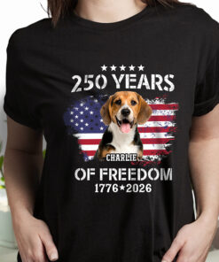 Alternative view of Custom Dog Photo Celebrate 250 Years of America Dark Shirt